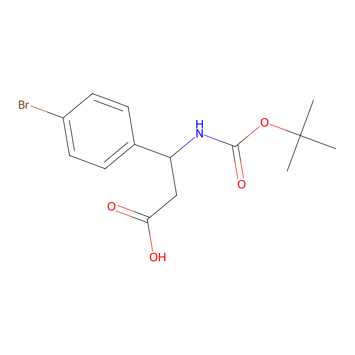 (betaS)-4-Bromo-beta-(((1,1-dimethylethoxy)carbonyl)amino)benzenepropanoic acid molecular structure, CAS 261165-06-4