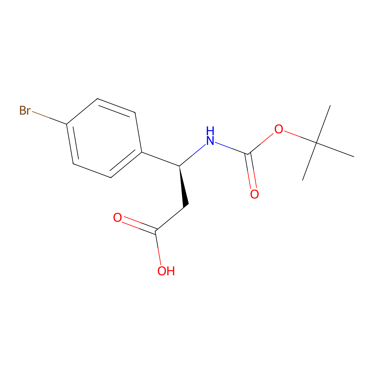 (betaS)-4-Bromo-beta-(((1,1-dimethylethoxy)carbonyl)amino)benzenepropanoic acid molecular structure, CAS 261165-06-4