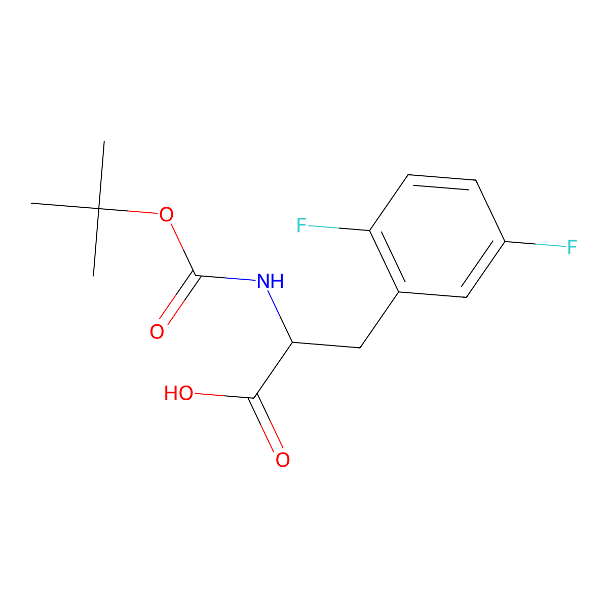 L-Phenylalanine, N-[(1,1-dimethylethoxy)carbonyl]-2,5-difluoro- molecular structure, CAS 261165-16-6