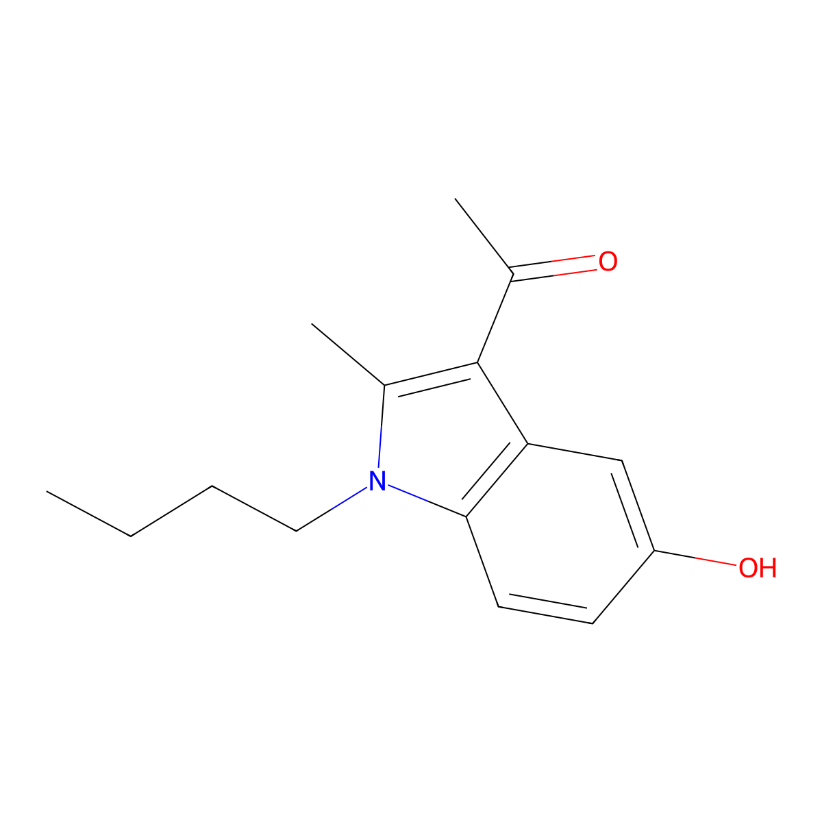 1-(1-Butyl-5-hydroxy-2-methylindol-3-yl)ethanone molecular structure, CAS 261174-94-1