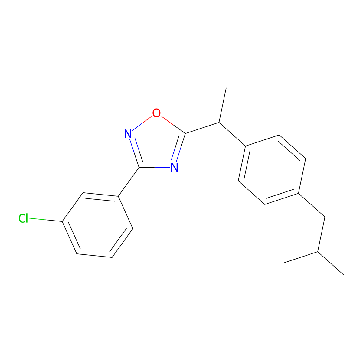 3-(3-Chlorophenyl)-5-[1-(4-isobutylphenyl)ethyl]-1,2,4-oxadiazole molecular structure, CAS 261178-10-3