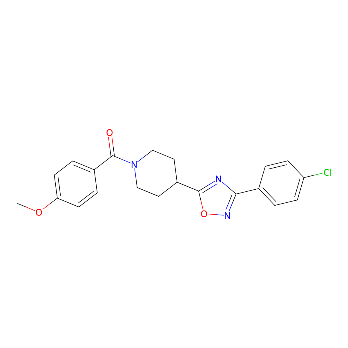 4-[3-(4-Chlorophenyl)-1,2,4-oxadiazol-5-yl]-1-(4-methoxybenzoyl)piperidine molecular structure, CAS 261178-25-0