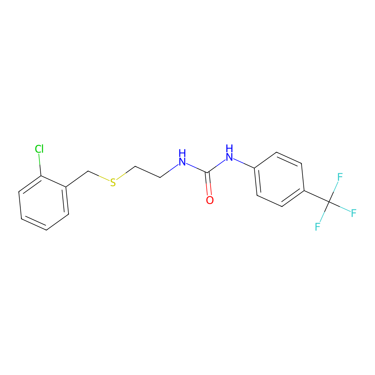 N-(2-{[(2-Chlorophenyl)methyl]sulfanyl}ethyl)-N'-[4-(trifluoromethyl)phenyl]urea molecular structure, CAS 261178-39-6