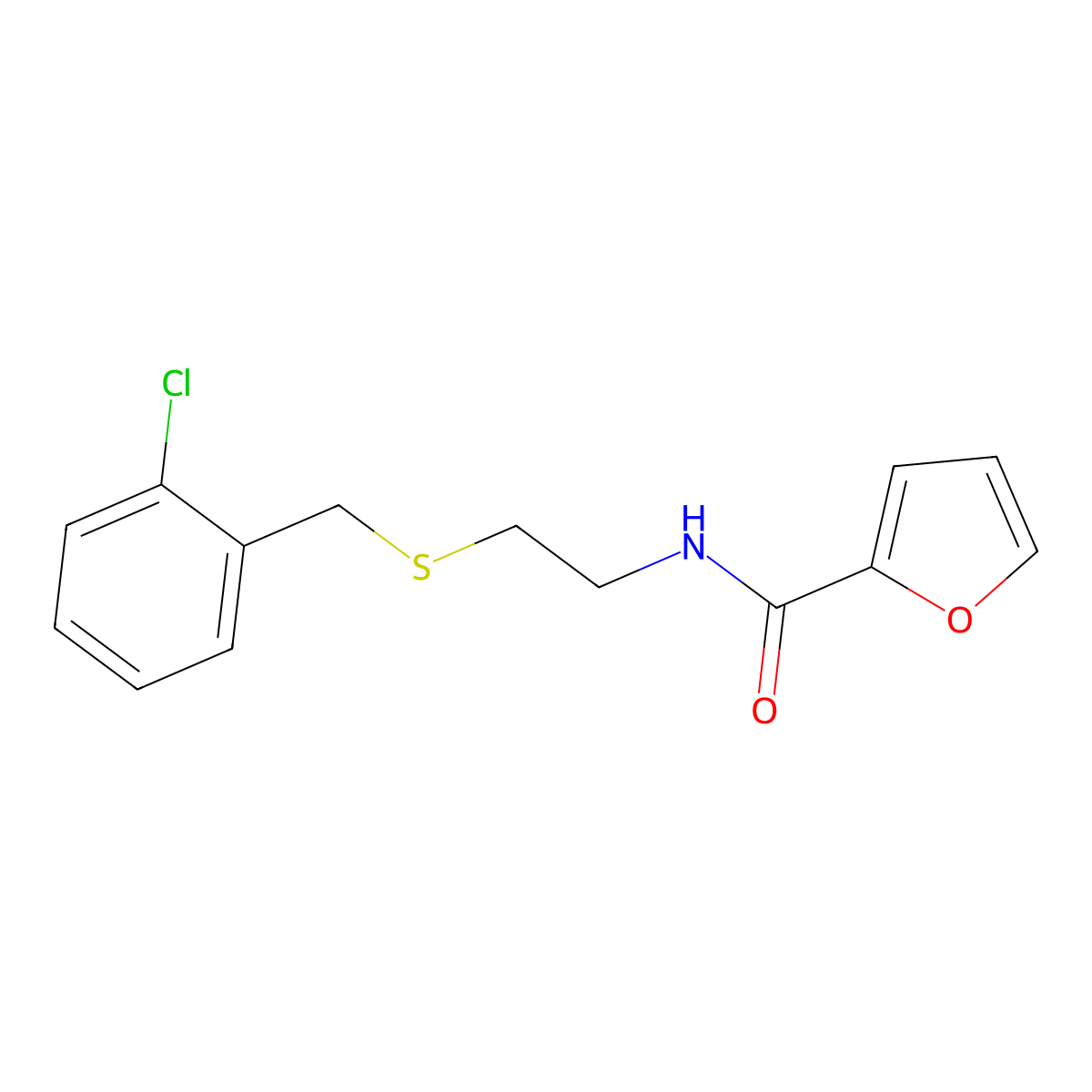 N-[2-[(2-chlorophenyl)methylsulfanyl]ethyl]furan-2-carboxamide molecular structure, CAS 261178-51-2