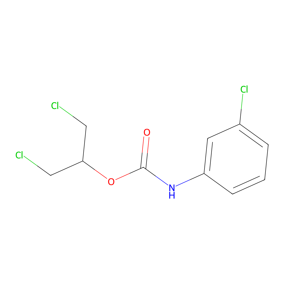2-Chloro-1-(chloromethyl)ethyl 3-chlorophenylcarbamate molecular structure, CAS 2612-07-9