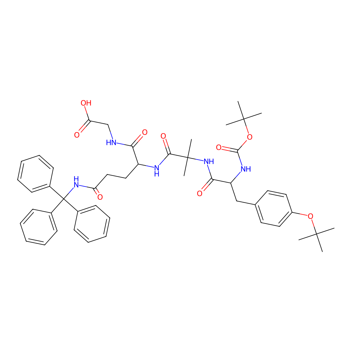 Boc-Tyr(tBu)-Aib-Gln(Trt)-Gly-OH molecular structure, CAS 2612237-79-1