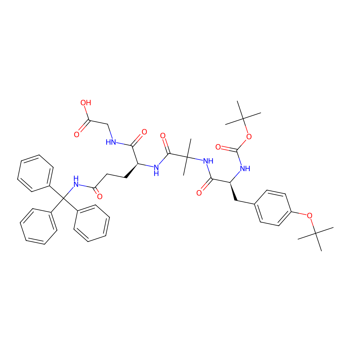 Boc-Tyr(tBu)-Aib-Gln(Trt)-Gly-OH molecular structure, CAS 2612237-79-1