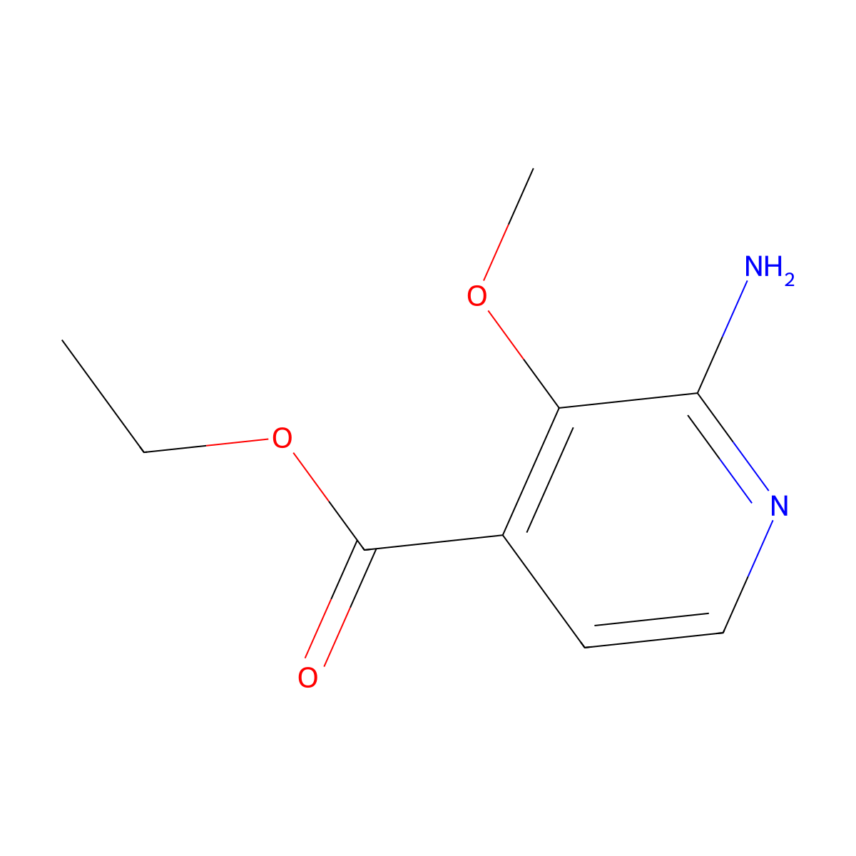 Ethyl 2-amino-3-methoxyisonicotinate molecular structure, CAS 2612299-87-1