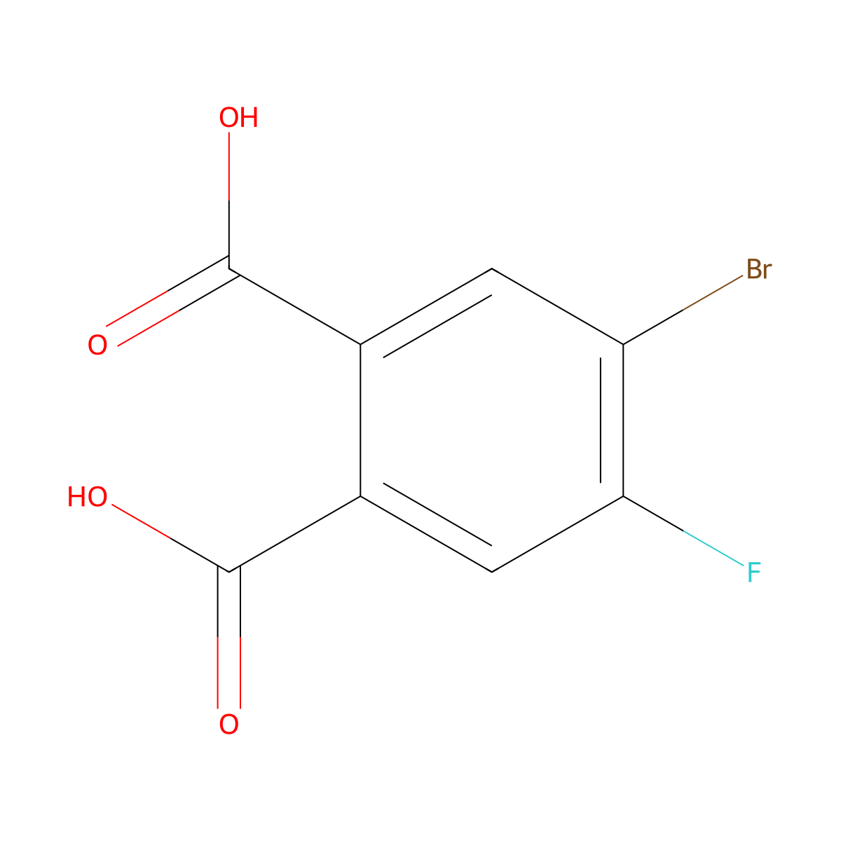 4-Bromo-5-fluorophthalic Acid molecular structure, CAS 2612386-56-6