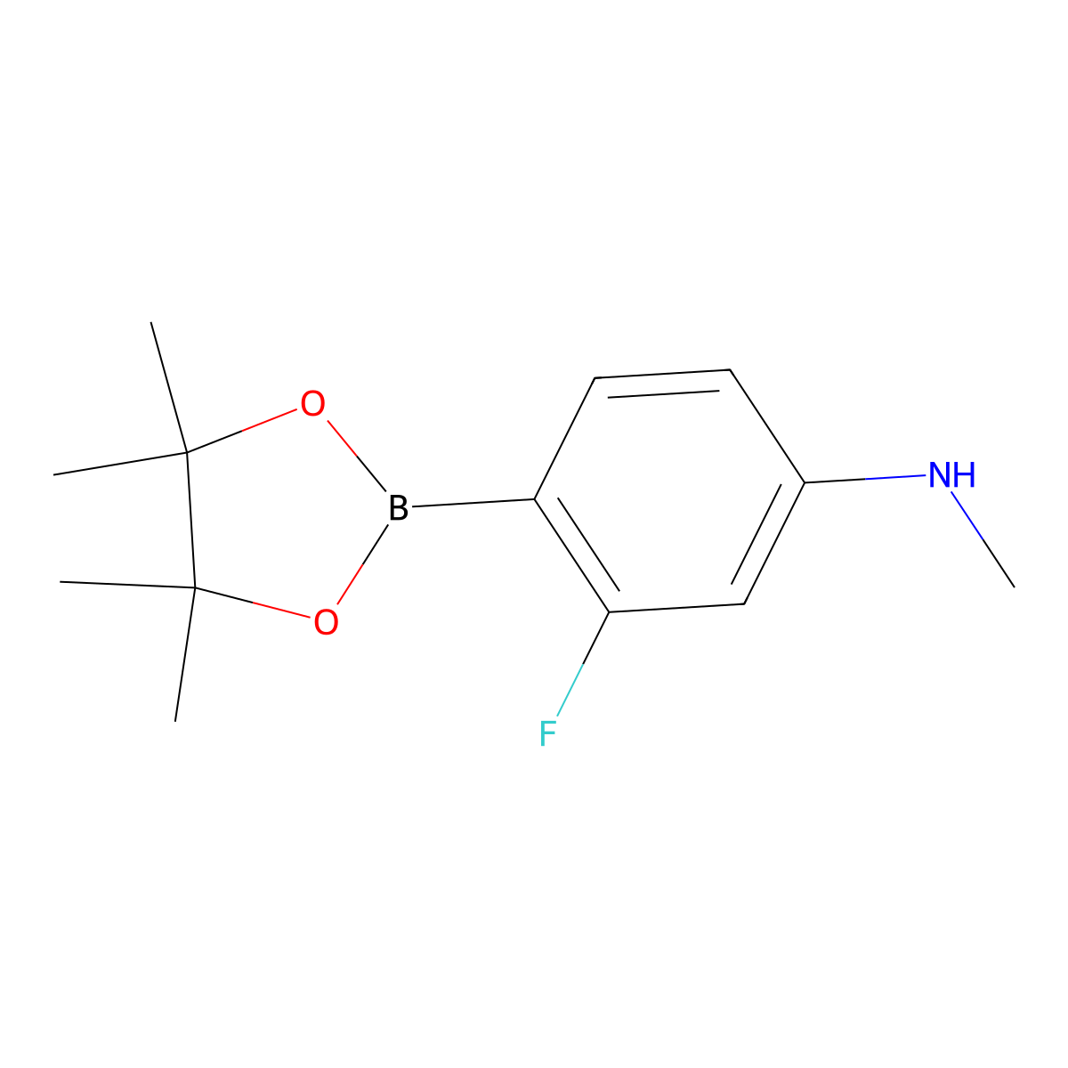 3-Fluoro-N-methyl-4-(4,4,5,5-tetramethyl-1,3,2-dioxaborolan-2-yl)aniline molecular structure, CAS 2612483-43-7