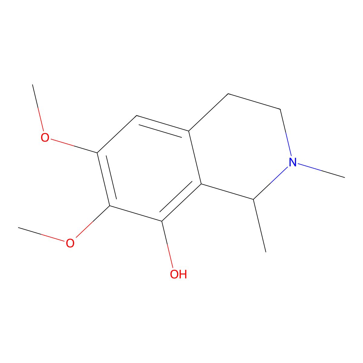 6,7-dimethoxy-1,2-dimethyl-3,4-dihydro-1H-isoquinolin-8-ol molecular structure, CAS 26126-01-2