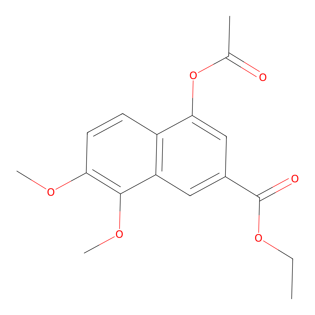 Ethyl 4-acetyloxy-7,8-dimethoxynaphthalene-2-carboxylate molecular structure, CAS 26129-62-4