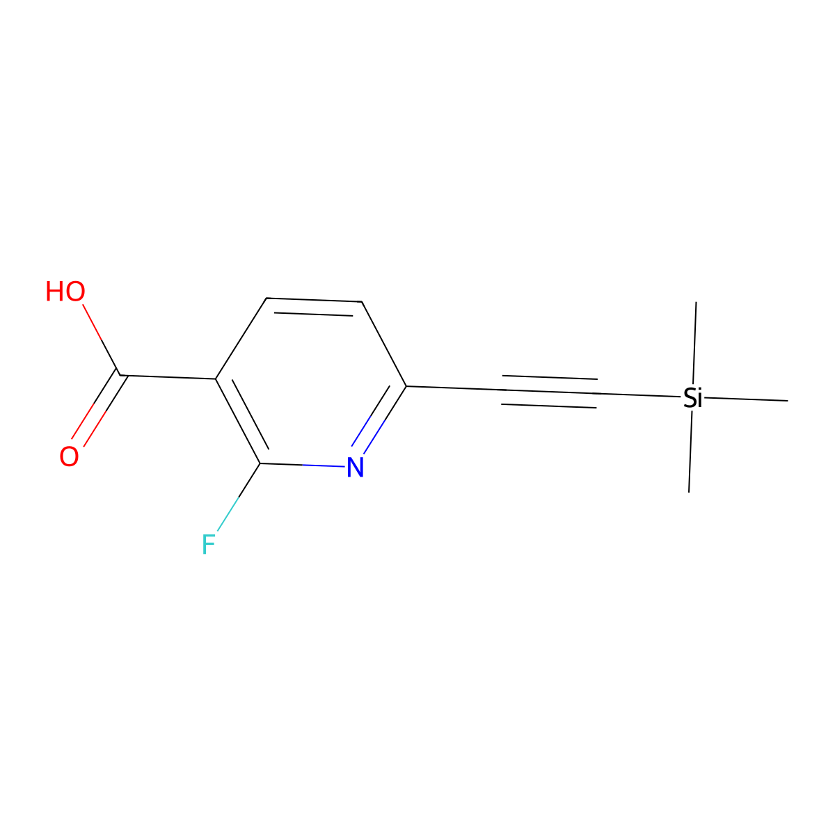 2-Fluoro-6-((trimethylsilyl)ethynyl)nicotinic acid molecular structure, CAS 2612908-97-9