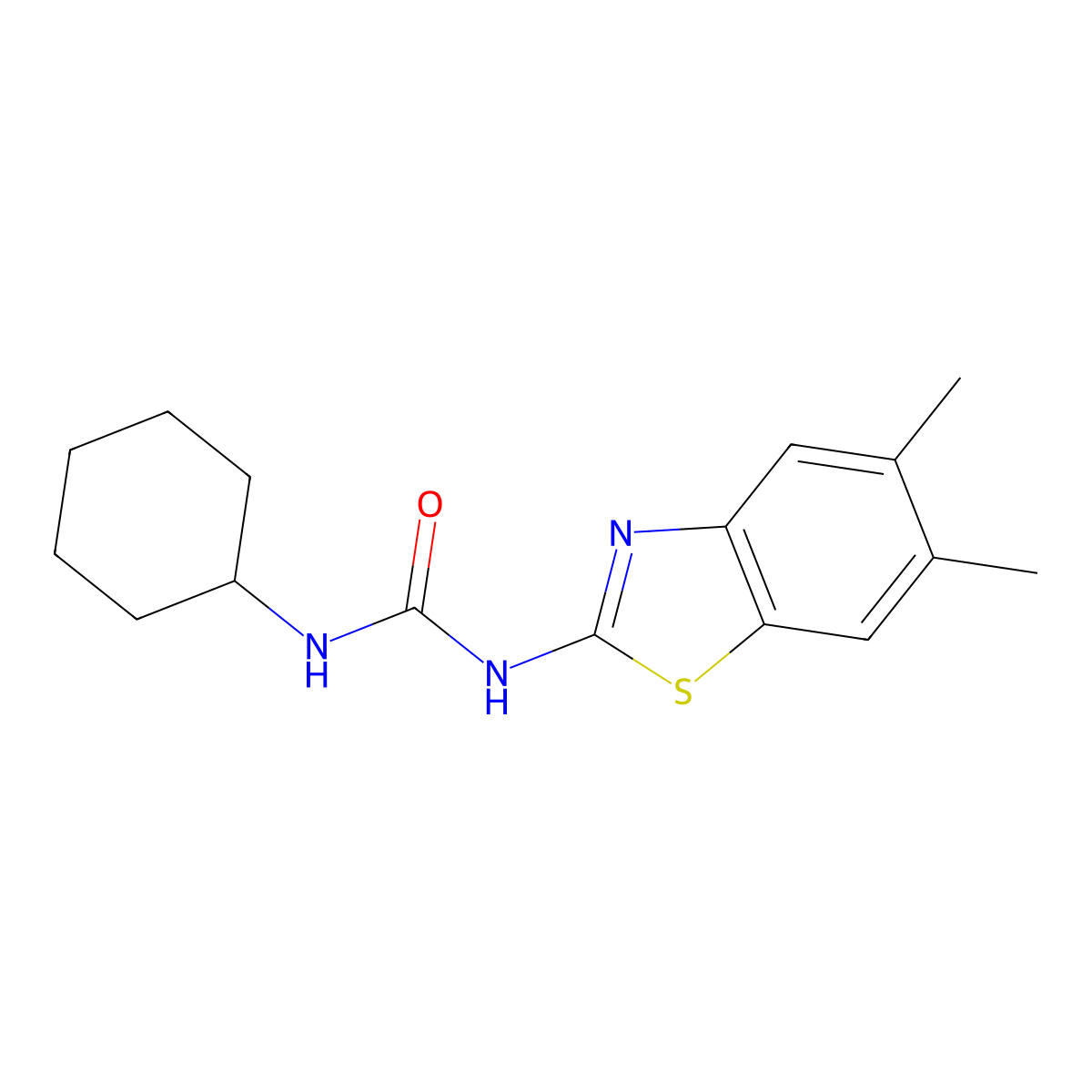 1-Cyclohexyl-3-(5,6-dimethyl-1,3-benzothiazol-2-yl)urea molecular structure, CAS 26130-28-9