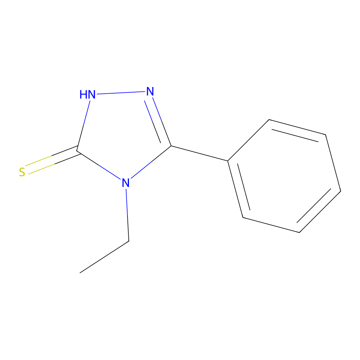 4-Ethyl-5-phenyl-2,4-dihydro-3H-1,2,4-triazole-3-thione molecular structure, CAS 26131-61-3
