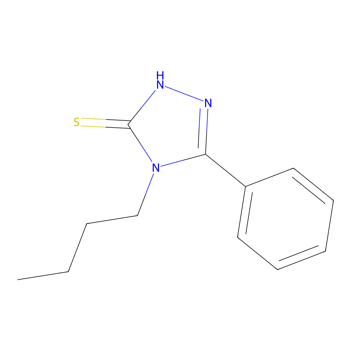 4-Butyl-5-phenyl-4H-1,2,4-triazole-3-thiol molecular structure, CAS 26131-62-4