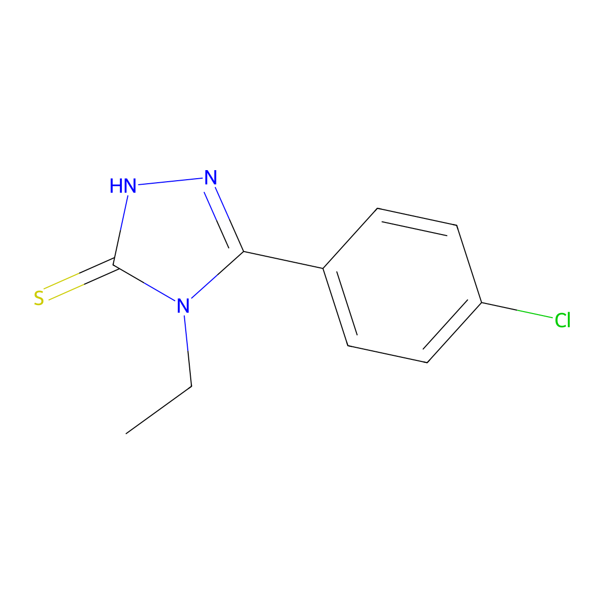 5-(4-Chlorophenyl)-4-ethyl-2,4-dihydro-3H-1,2,4-triazole-3-thione molecular structure, CAS 26131-64-6