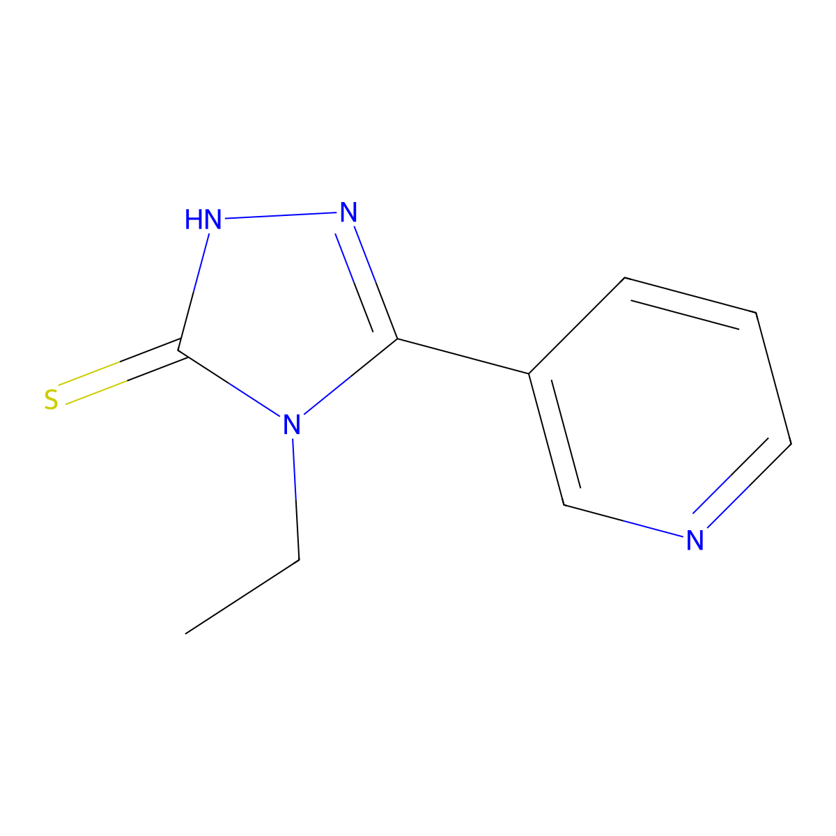 4-Ethyl-5-pyridin-3-yl-4H-[1,2,4]triazole-3-thiol molecular structure, CAS 26131-68-0