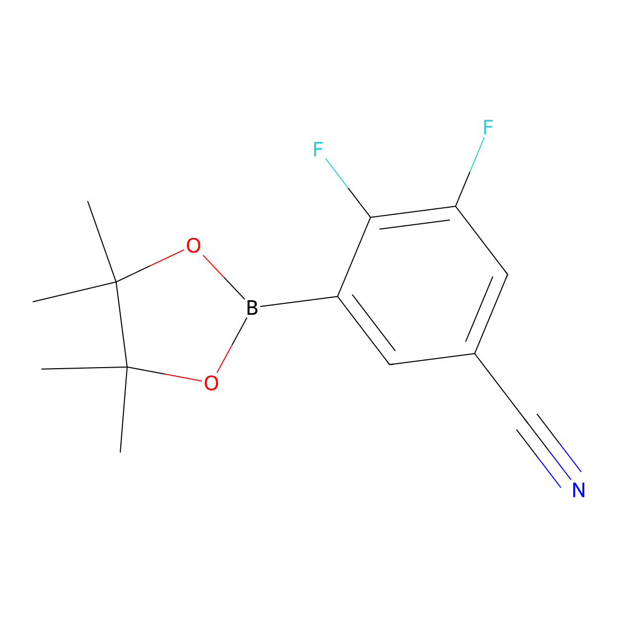 3,4-Difluoro-5-(4,4,5,5-tetramethyl-1,3,2-dioxaborolan-2-YL)benzonitrile molecular structure, CAS 2613289-21-5