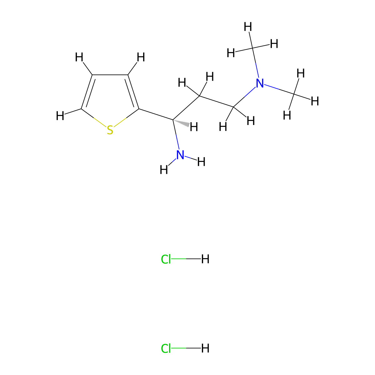 [(3R)-3-amino-3-(thiophen-2-yl)propyl]dimethylaminedihydrochloride molecular structure, CAS 2613298-95-4