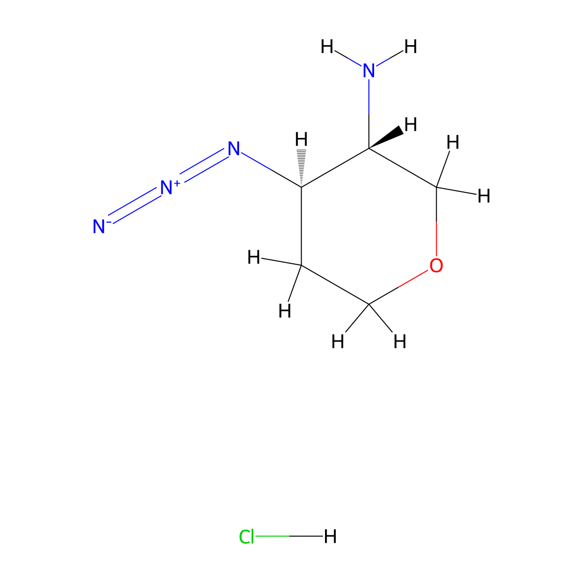 rac-(3R,4S)-4-azidooxan-3-amine hydrochloride molecular structure, CAS 2613299-02-6