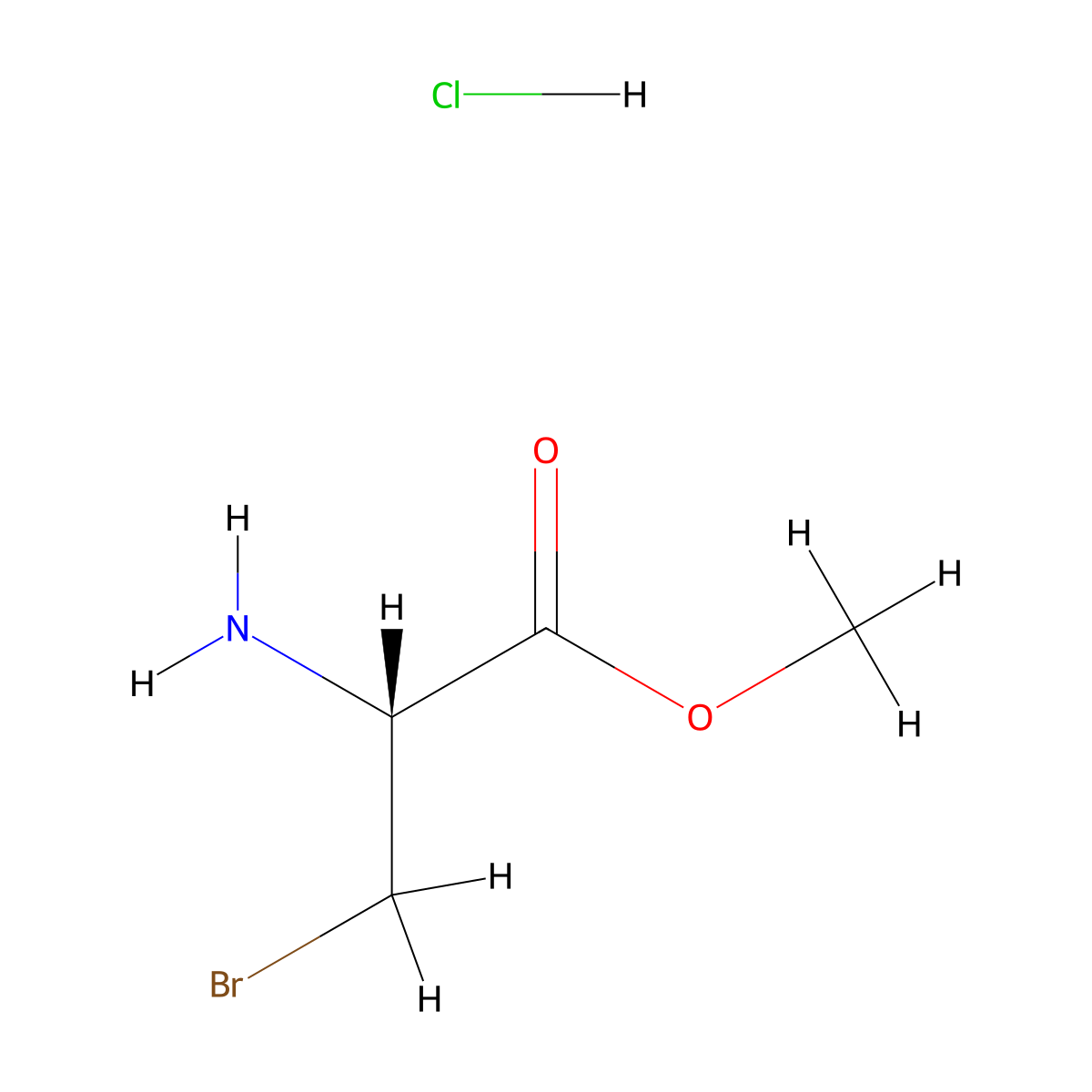 methyl(2R)-2-amino-3-bromopropanoatehydrochloride molecular structure, CAS 2613299-03-7