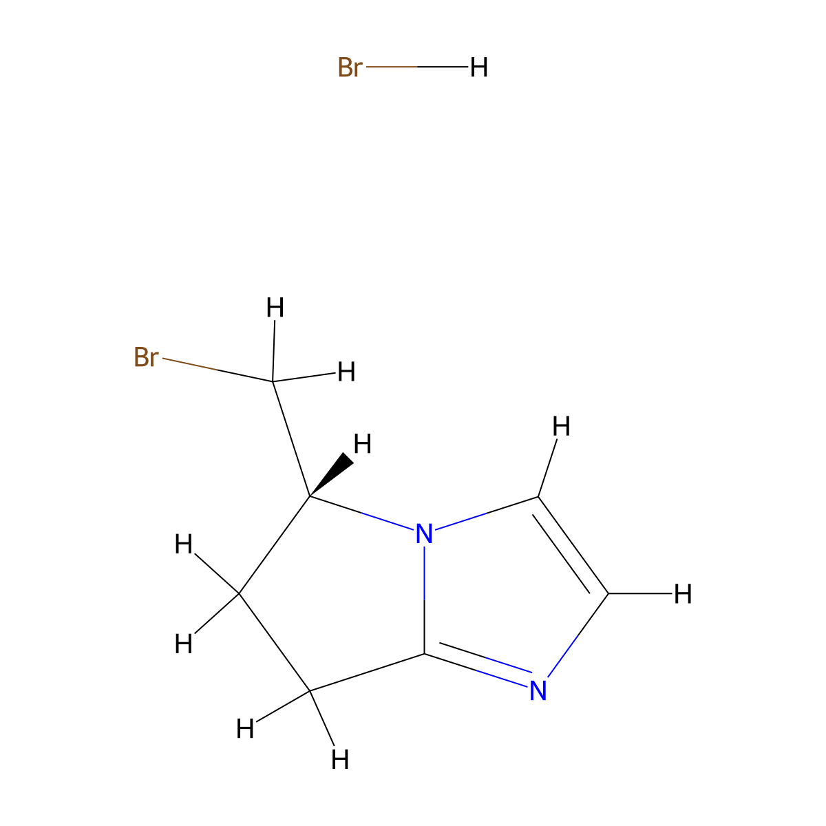 (5R)-5-(bromomethyl)-5H,6H,7H-pyrrolo[1,2-a]imidazole hydrobromide molecular structure, CAS 2613299-05-9