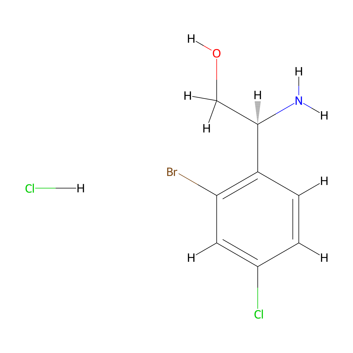 (2s)-2-Amino-2-(2-bromo-4-chlorophenyl)ethan-1-ol hydrochloride molecular structure, CAS 2613299-15-1