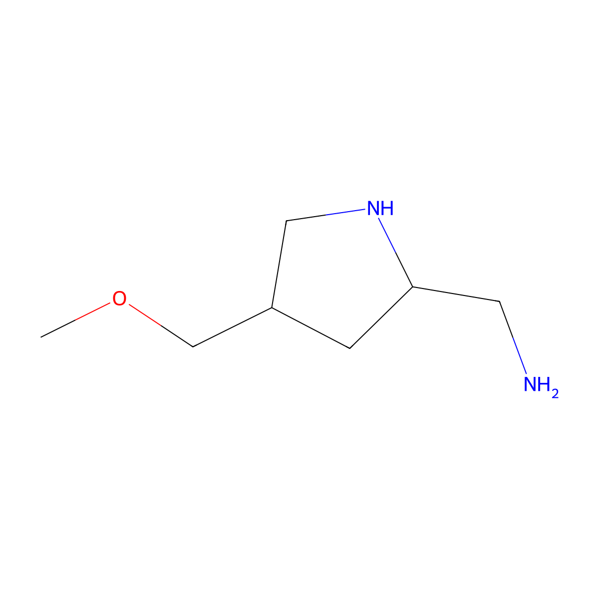 1-[(2S,4S)-4-(methoxymethyl)pyrrolidin-2-yl]methanamine molecular structure, CAS 2613299-19-5