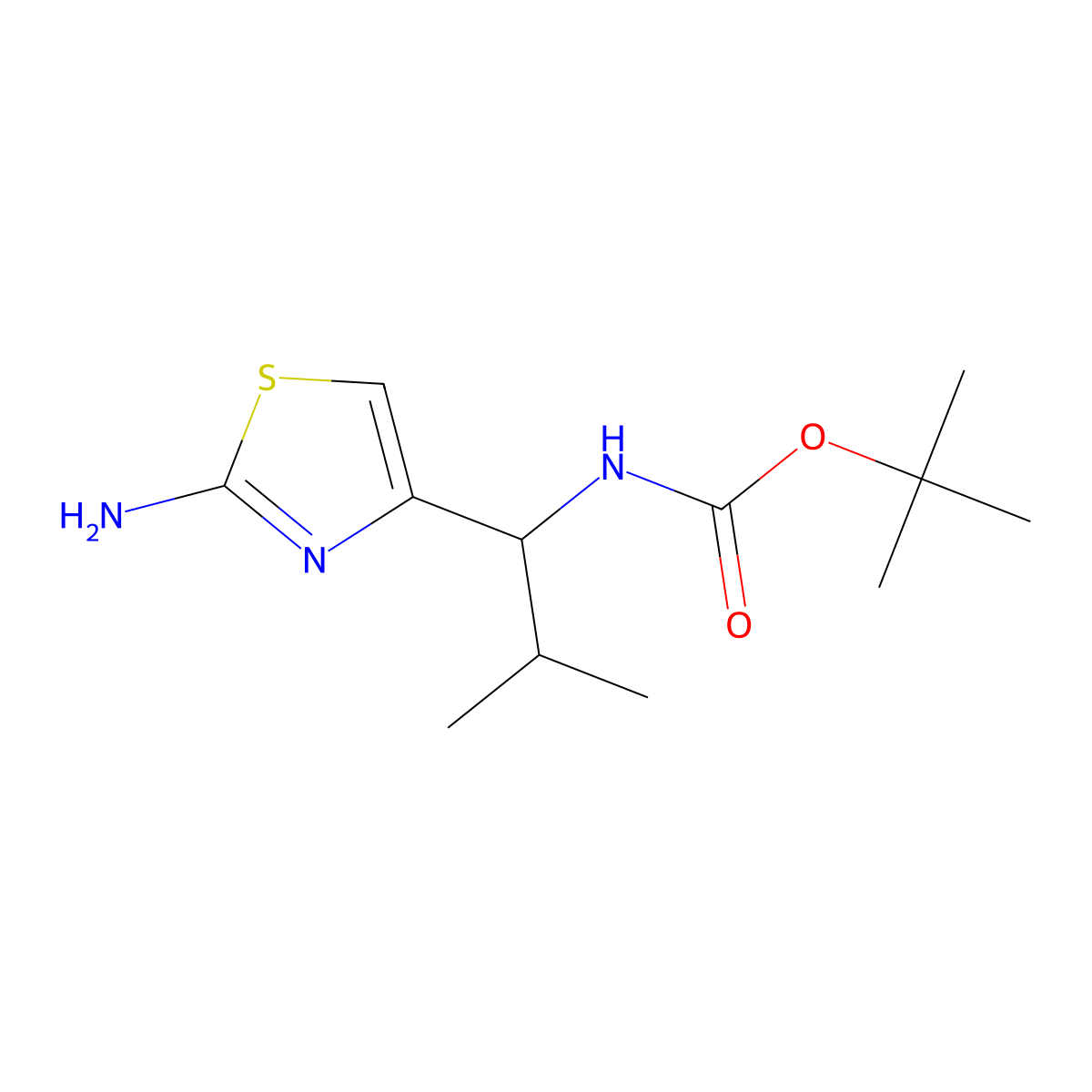 tert-butylN-[(1S)-1-(2-amino-1,3-thiazol-4-yl)-2-methylpropyl]carbamate molecular structure, CAS 2613299-22-0