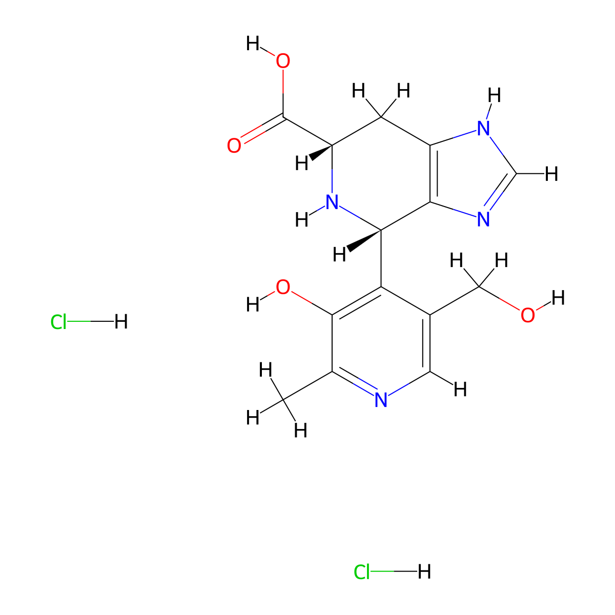 rac-(4R,6R)-4-[3-hydroxy-5-(hydroxymethyl)-2-methylpyridin-4-yl]-1H,4H,5H,6H,7H-imidazo[4,5-c]pyridine-6-carboxylic acid dihydrochloride molecular structure, CAS 2613299-30-0