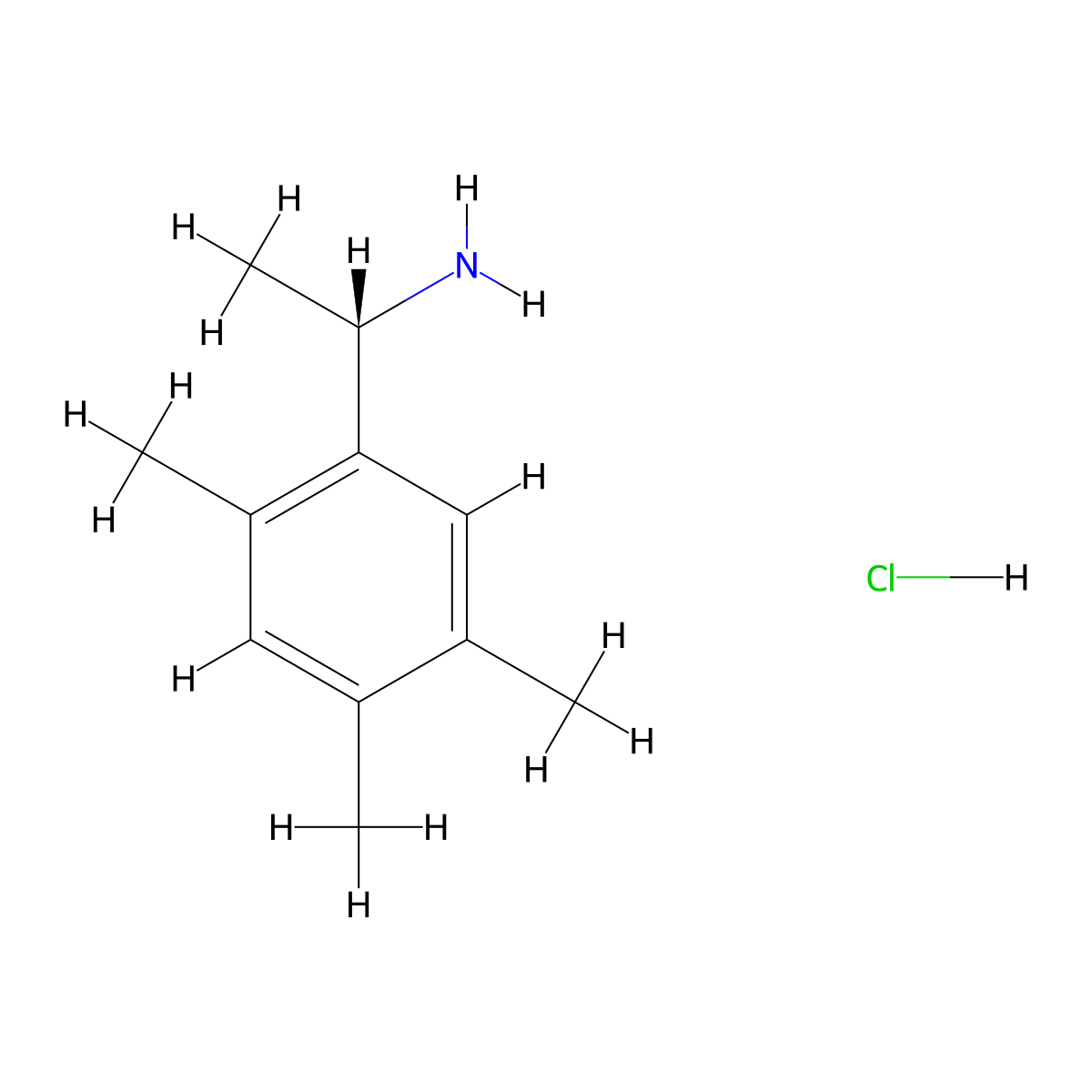 (1s)-1-(2,4,5-Trimethylphenyl)ethan-1-amine hydrochloride molecular structure, CAS 2613299-37-7