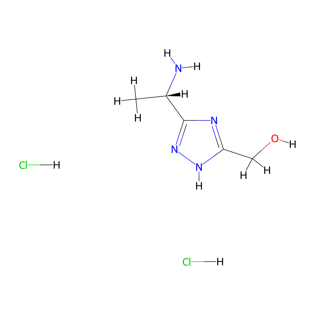 {3-[(1S)-1-aminoethyl]-1H-1,2,4-triazol-5-yl}methanol dihydrochloride molecular structure, CAS 2613299-56-0