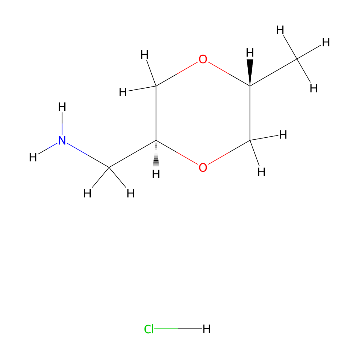 rac-1-[(2R,5S)-5-methyl-1,4-dioxan-2-yl]methanamine hydrochloride molecular structure, CAS 2613299-61-7