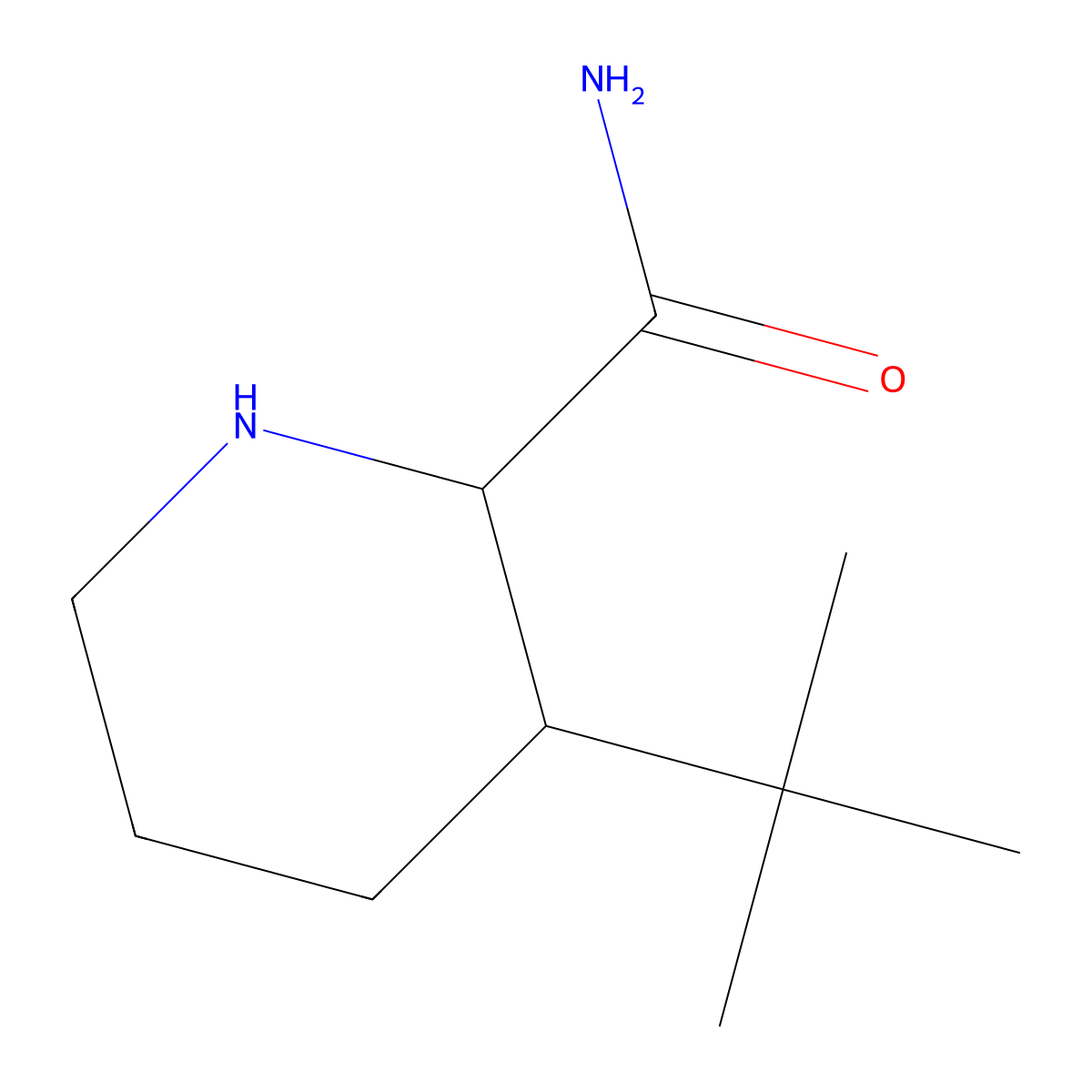 rac-(2R,3R)-3-tert-butylpiperidine-2-carboxamide molecular structure, CAS 2613299-77-5