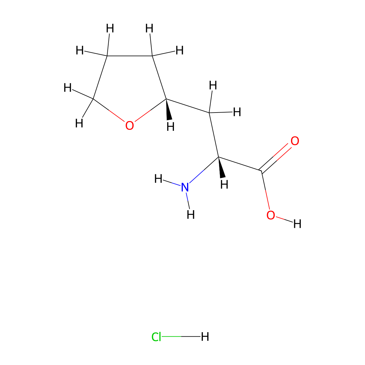 (2R*)-2-amino-3-[(2R)-oxolan-2-yl]propanoicacidhydrochloride molecular structure, CAS 2613299-80-0