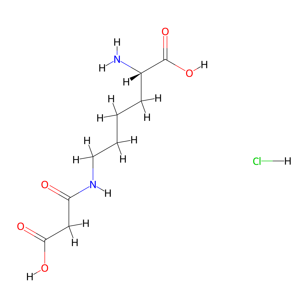 (2S)-2-amino-6-(2-carboxyacetamido)hexanoicacidhydrochloride molecular structure, CAS 2613299-96-8