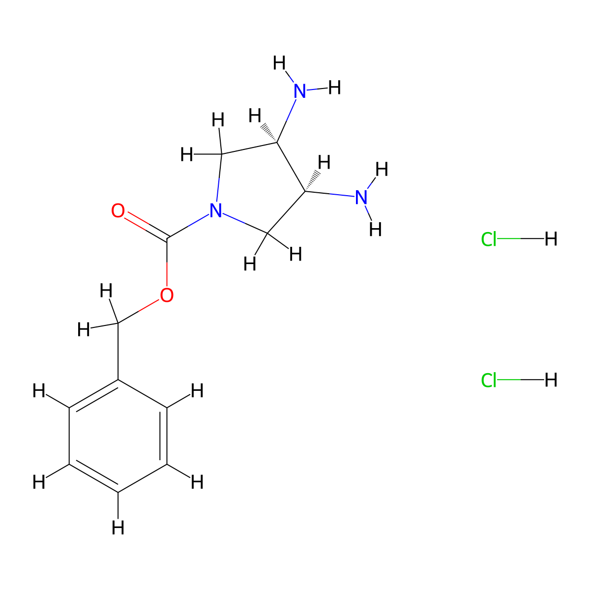 benzyl (3R,4S)-3,4-diaminopyrrolidine-1-carboxylate dihydrochloride molecular structure, CAS 2613299-97-9