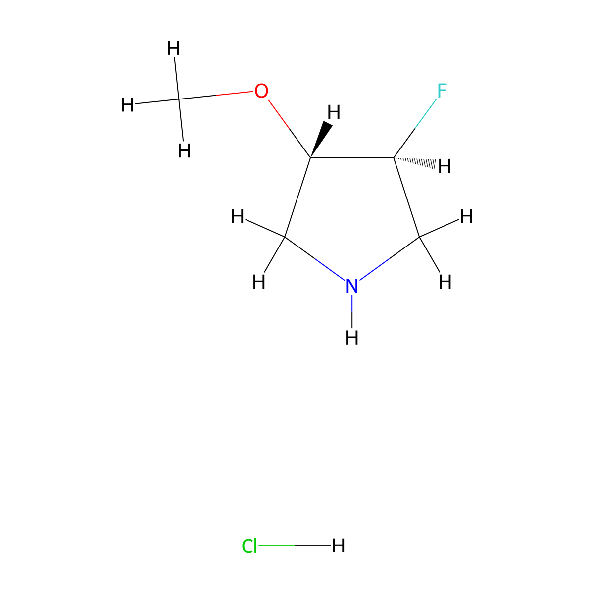 rac-(3R,4R)-3-fluoro-4-methoxypyrrolidine hydrochloride molecular structure, CAS 2613300-00-6
