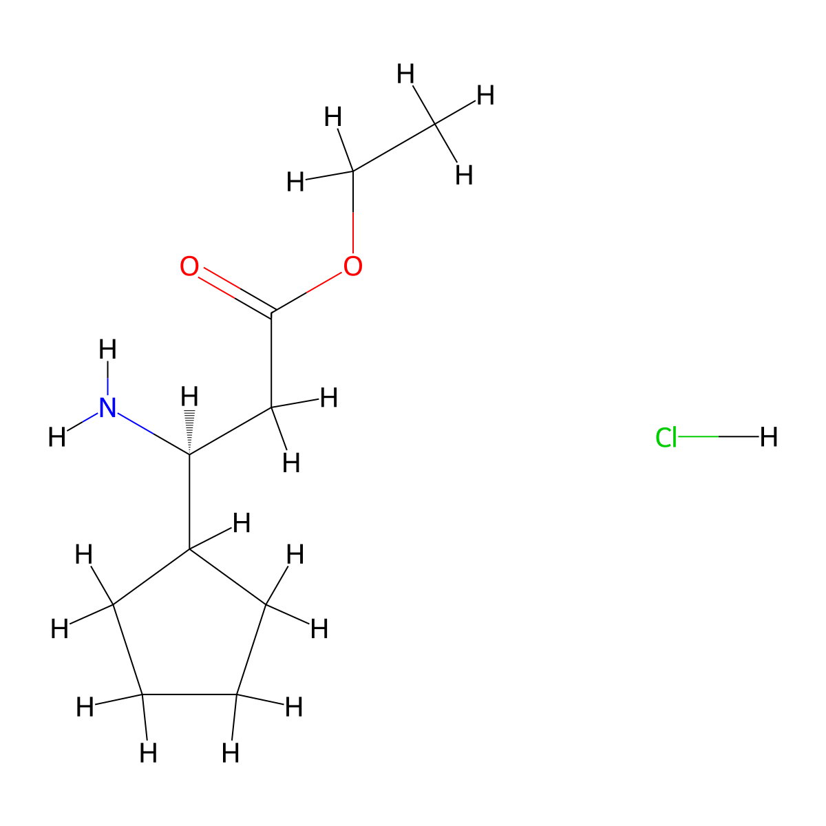 ethyl (3S)-3-amino-3-cyclopentylpropanoate hydrochloride molecular structure, CAS 2613300-02-8