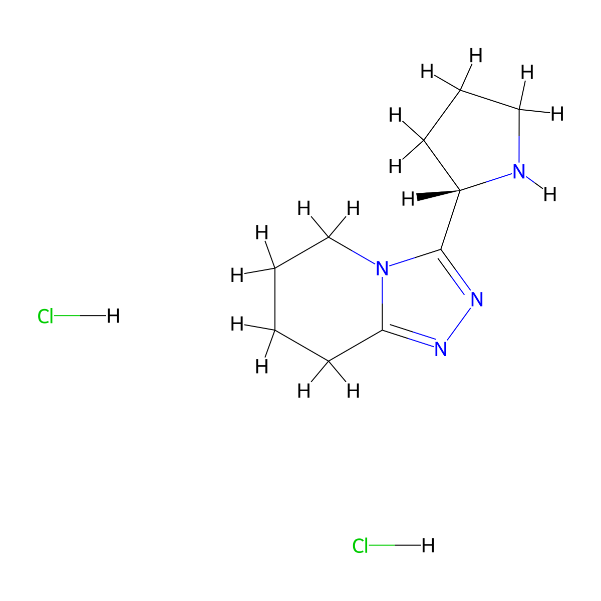 (2S)-2-{5H,6H,7H,8H-[1,2,4]triazolo[4,3-a]pyridin-3-yl}pyrrolidine dihydrochloride molecular structure, CAS 2613300-03-9