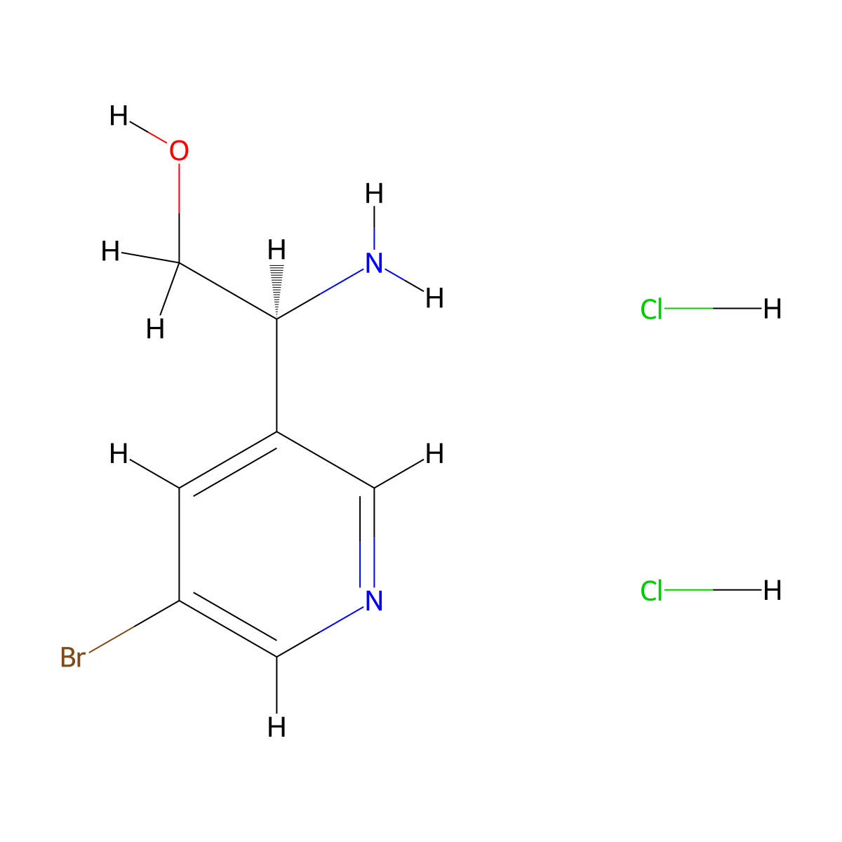 (2S)-2-amino-2-(5-bromopyridin-3-yl)ethan-1-oldihydrochloride molecular structure, CAS 2613300-19-7