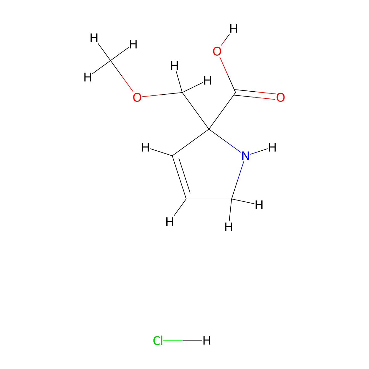 2-(methoxymethyl)-2,5-dihydro-1H-pyrrole-2-carboxylicacidhydrochloride molecular structure, CAS 2613381-22-7