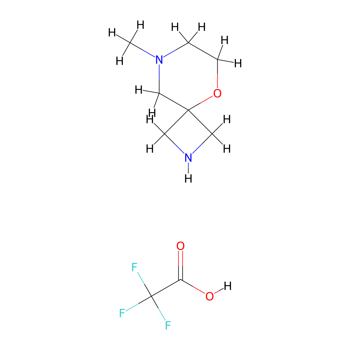 8-Methyl-5-oxa-2,8-diazaspiro[3.5]nonane,trifluoroaceticacid molecular structure, CAS 2613381-23-8