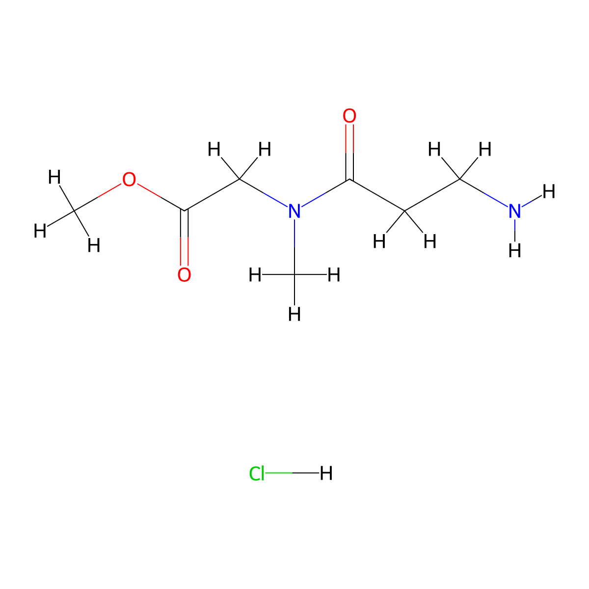 methyl 2-(3-amino-N-methylpropanamido)acetate hydrochloride molecular structure, CAS 2613381-34-1