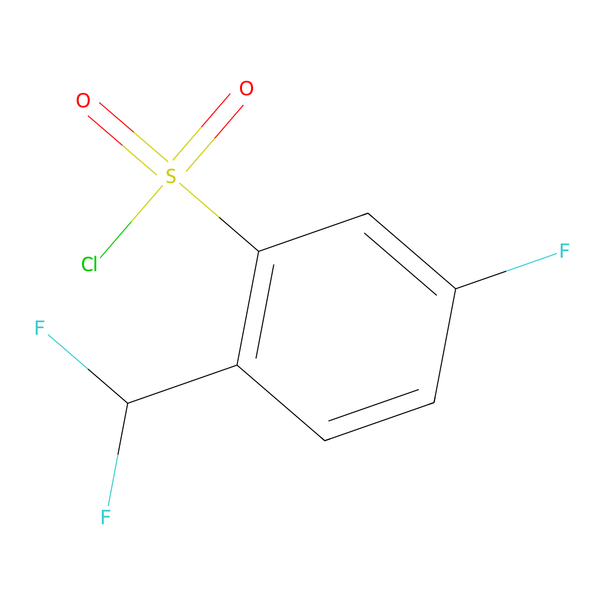 2-(Difluoromethyl)-5-fluorobenzene-1-sulfonylchloride molecular structure, CAS 2613381-38-5