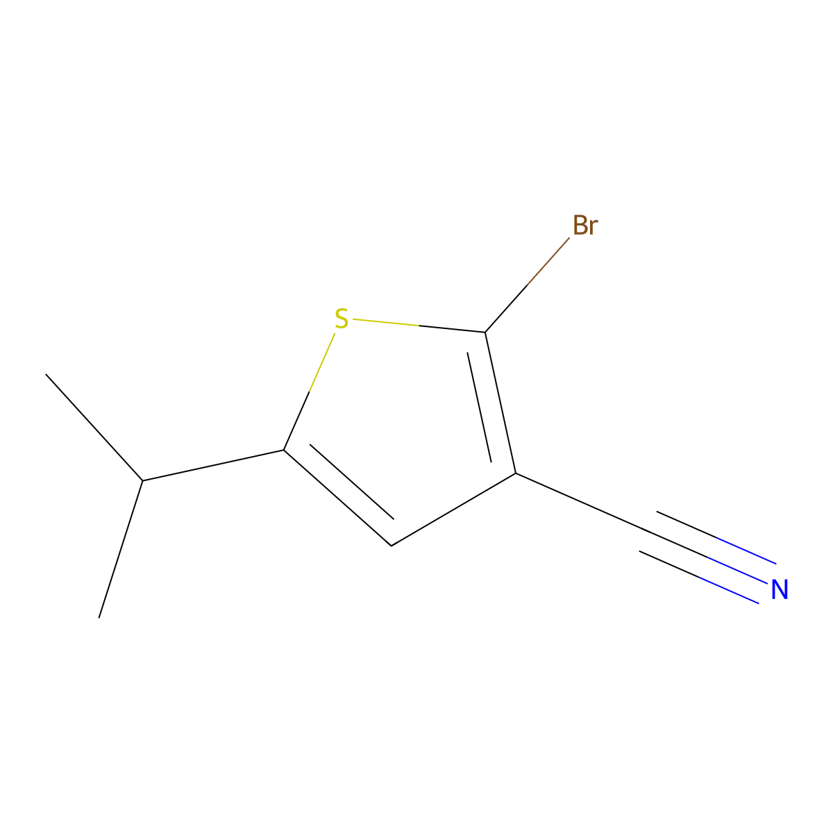 2-Bromo-5-(propan-2-yl)thiophene-3-carbonitrile molecular structure, CAS 2613381-44-3