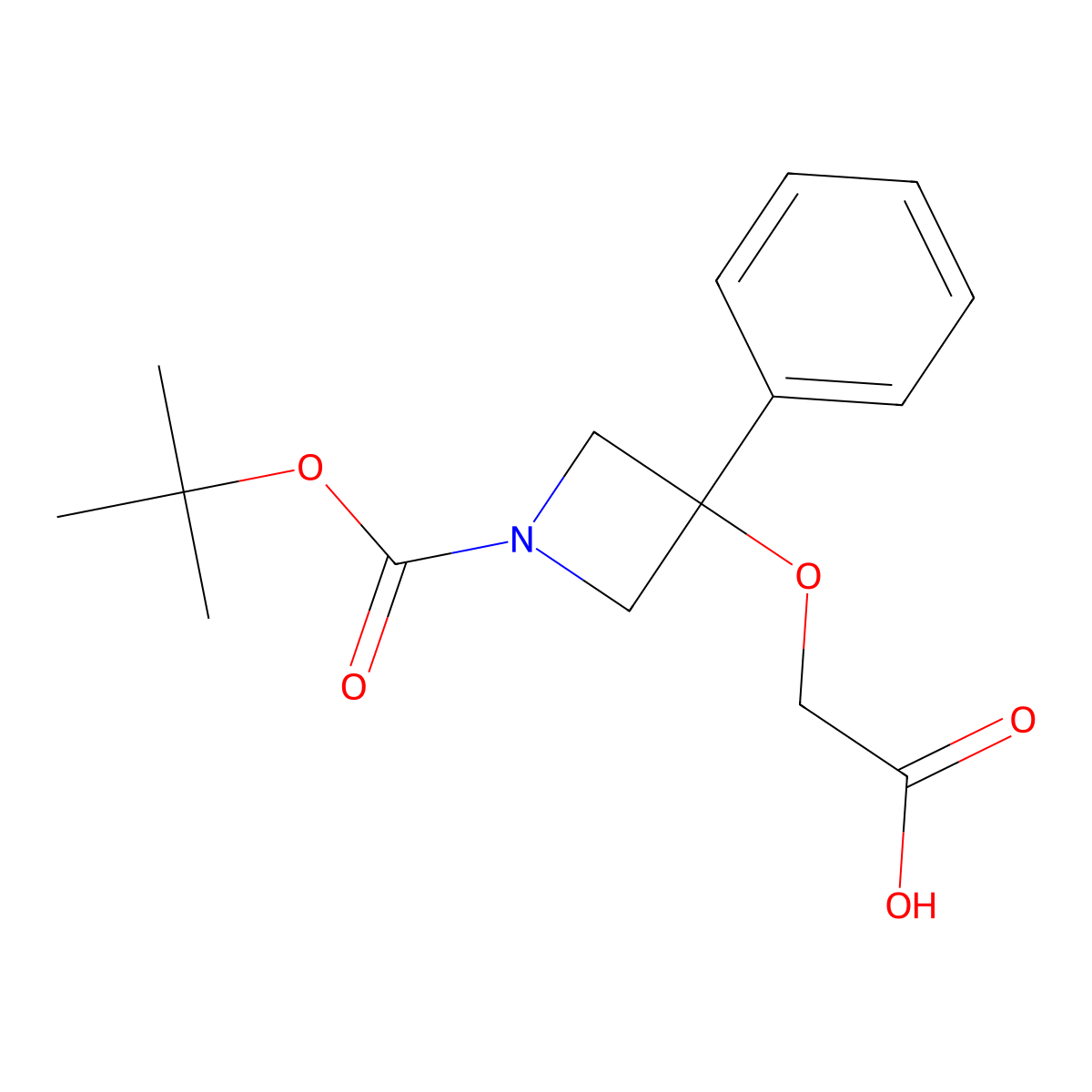 2-({1-[(Tert-butoxy)carbonyl]-3-phenylazetidin-3-yl}oxy)aceticacid molecular structure, CAS 2613381-45-4
