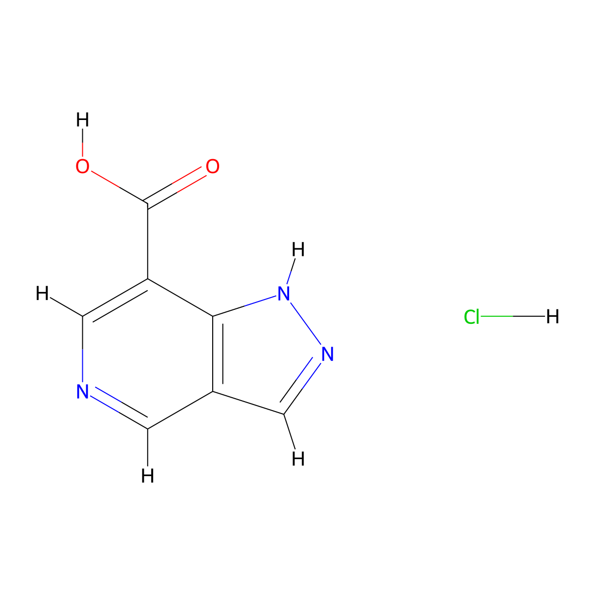 1H-pyrazolo(4,3-c)pyridine-7-carboxylic acid hydrochloride molecular structure, CAS 2613381-48-7