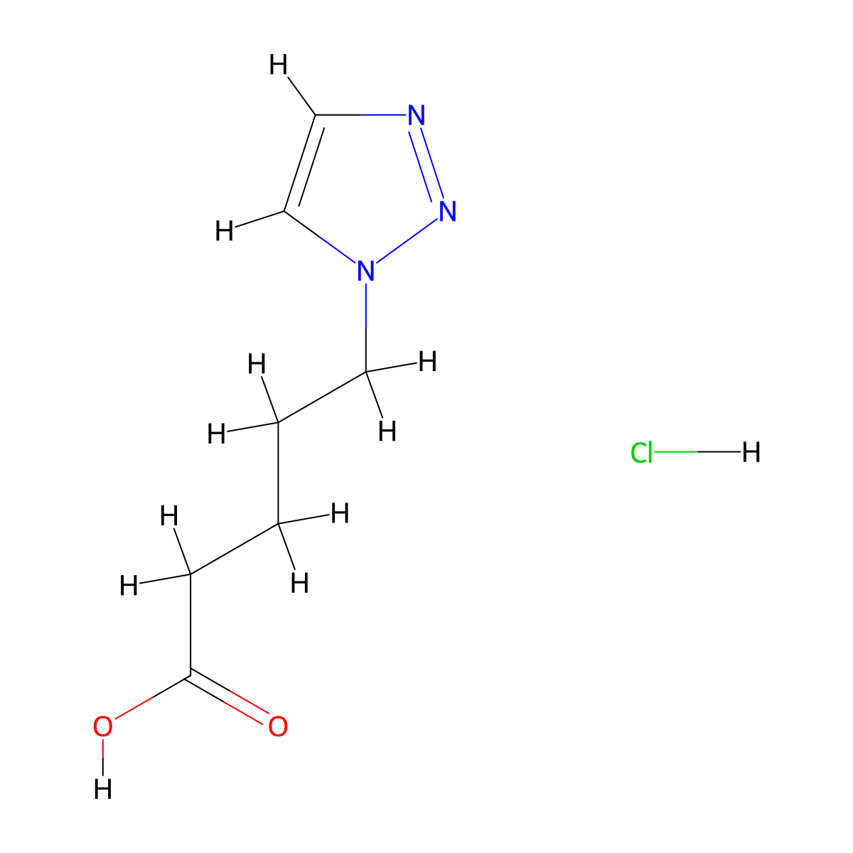 5-(1H-1,2,3-triazol-1-yl)pentanoic acid hydrochloride molecular structure, CAS 2613381-56-7
